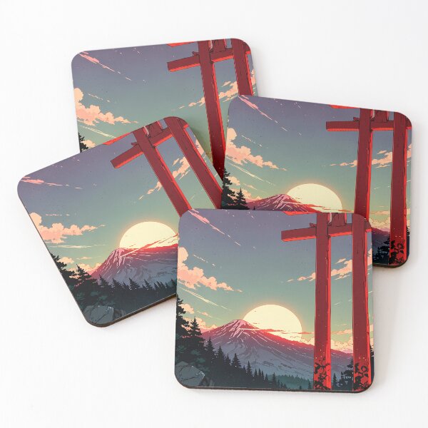 Item preview, Traditional Japanese Torii Gate Mountain Ukiyo-e Landscape designed and sold by StudioPixelPro.