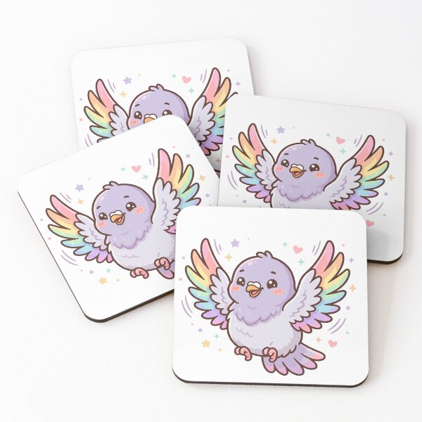 Item preview, Rainbow Wing Kawaii Pigeon | Cute Flying Pastel Bird Design designed and sold by HelgaCraftery.