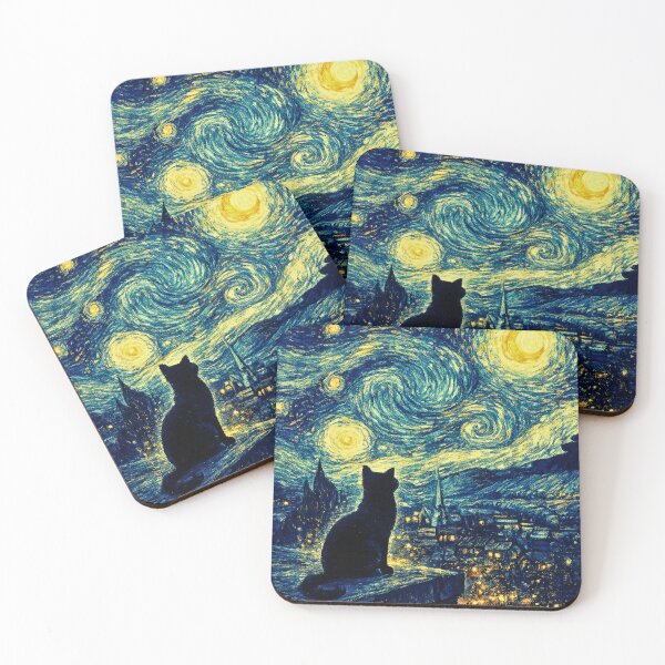 Item preview, The Starry Night Black Cat - Van Gogh Art Parody designed and sold by Shirtely.