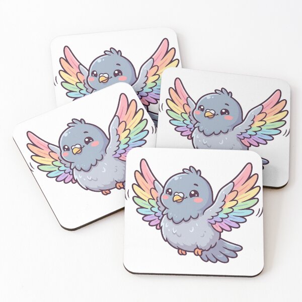 Item preview, Cute Rainbow Wing Pigeon | Kawaii Flying Bird Pastel Design designed and sold by HelgaCraftery.