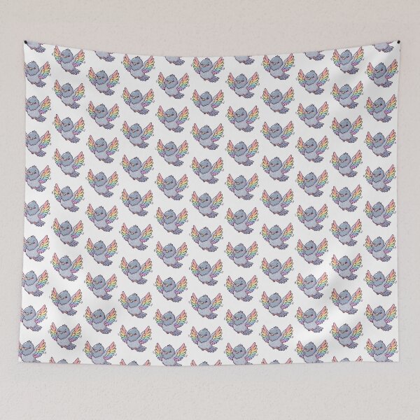 Item preview, Cute Rainbow Wing Pigeon | Kawaii Flying Bird Pastel Design designed and sold by HelgaCraftery.