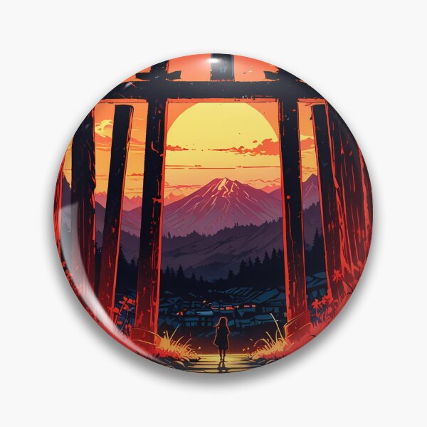 Item preview, Traditional Japanese Torii Gate Mountain Ukiyo-e designed and sold by StudioPixelPro.