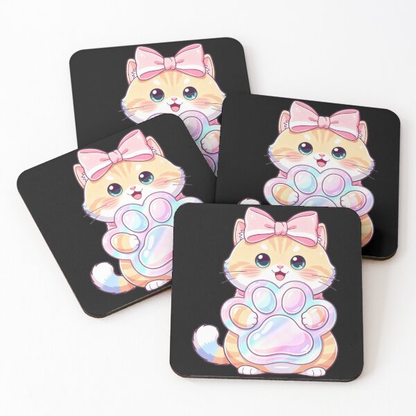 Item preview, Kawaii Cat Holding Holographic Paw designed and sold by Moody Vibes Studio.