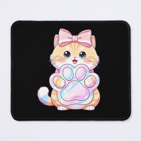 Item preview, Kawaii Cat Holding Holographic Paw designed and sold by Moody Vibes Studio.