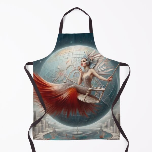 Item preview, Art Deco Woman Space Swing Portrait Futuristic City Globe Fantasy Art designed and sold by IRON SIREN.