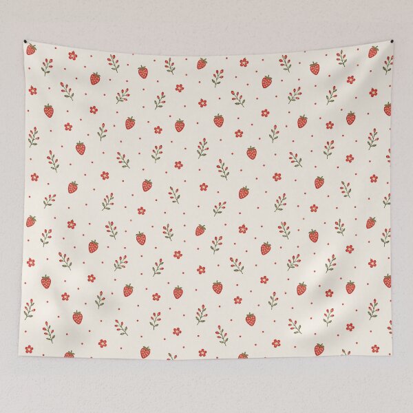 Item preview, Sweet Strawberry Cottage Pattern | Vintage Floral Strawberry Print designed and sold by Ioanna-Studio.