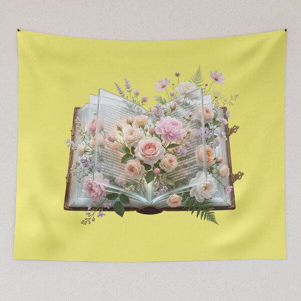 Item preview, Enchanted Storybook with Blooming Pink Roses and Peonies designed and sold by Utopian-Magic.
