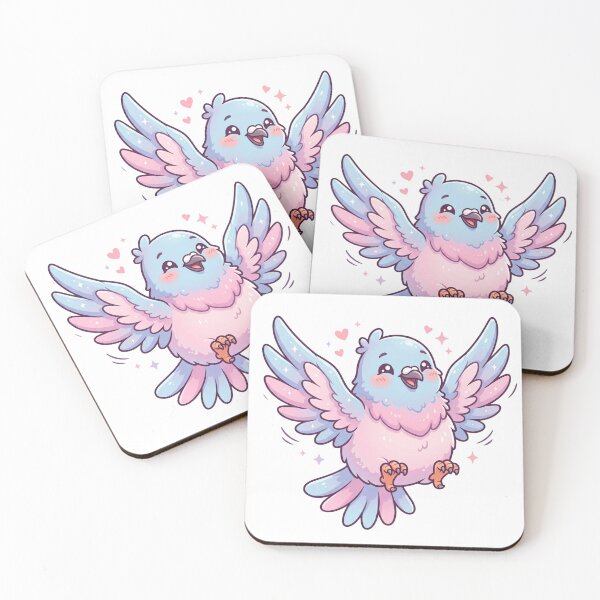 Item preview, Cute Kawaii Pigeon with Hearts | Pastel Fluffy Love Bird designed and sold by HelgaCraftery.