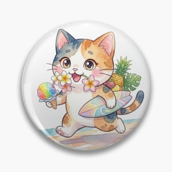 Item preview, Running on Aloha – Cute Hawaiian Calico Cat Sticker designed and sold by LaniDigitalNook.