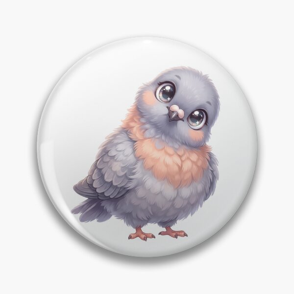 Item preview, Adorable Fluffy Pigeon | Cute Big Eyes Bird Illustration designed and sold by HelgaCraftery.