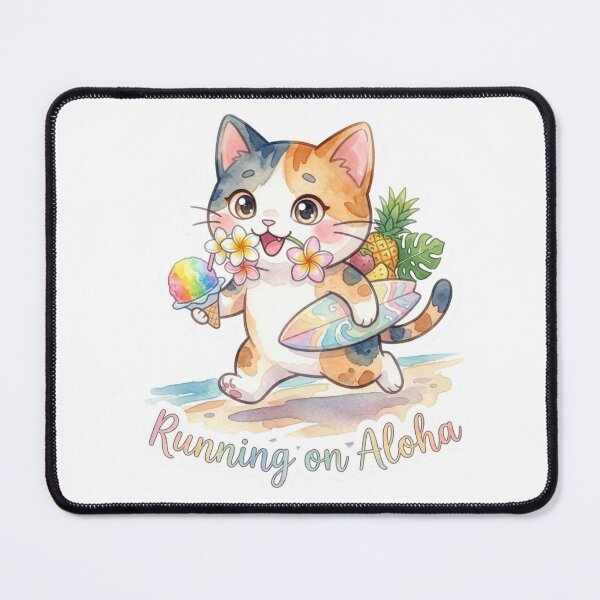 Item preview, Running on Aloha – Cute Hawaiian Calico Cat Sticker designed and sold by LaniDigitalNook.