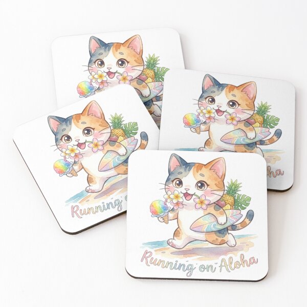 Item preview, Running on Aloha – Cute Hawaiian Calico Cat Sticker designed and sold by LaniDigitalNook.