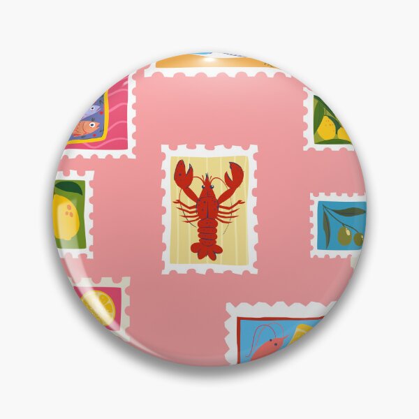 Item preview, lobster sardine lemon seafood stamps collage designed and sold by Gossip Rag.