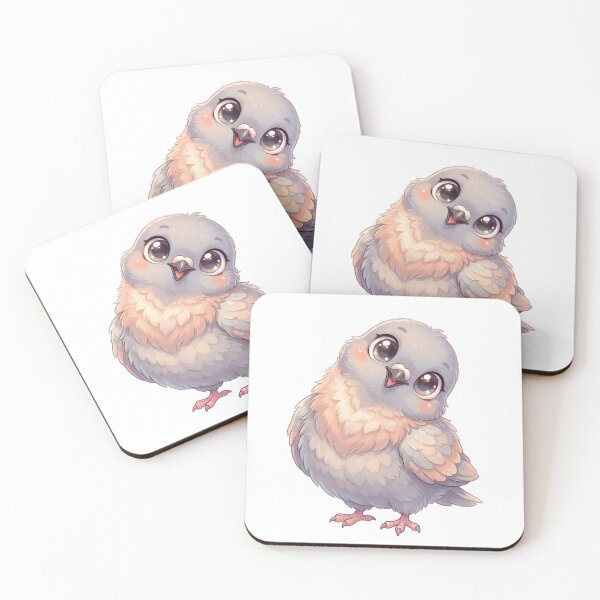 Item preview, Cute Fluffy Pigeon with Big Eyes | Soft Pastel Bird Illustration designed and sold by HelgaCraftery.