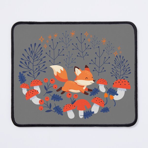 Item preview, Fox running in a forest with mushrooms  designed and sold by InkRiot Studios.