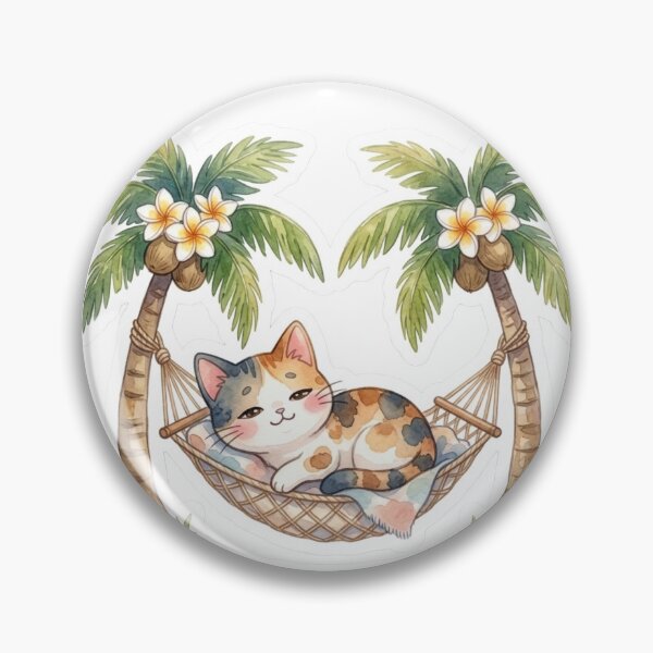 Item preview, Island Time Expert – Relaxed Tropical Calico Cat Sticker designed and sold by LaniDigitalNook.