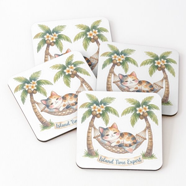 Item preview, Island Time Expert – Relaxed Tropical Calico Cat Sticker designed and sold by LaniDigitalNook.