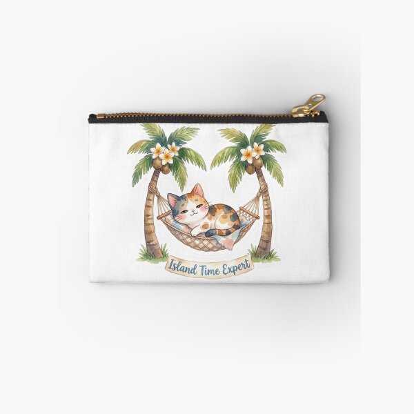 Item preview, Island Time Expert – Relaxed Tropical Calico Cat Sticker designed and sold by LaniDigitalNook.