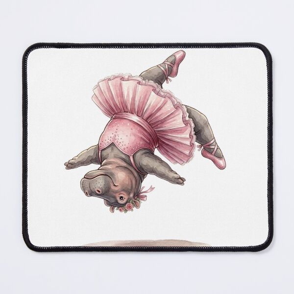 Item preview, Cute Hippo Ballerina Mid Air Flip Acrobatic Watercolor Art designed and sold by DH-ArtLab.
