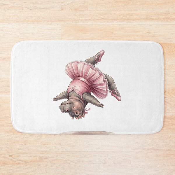 Item preview, Cute Hippo Ballerina Mid Air Flip Acrobatic Watercolor Art designed and sold by DH-ArtLab.