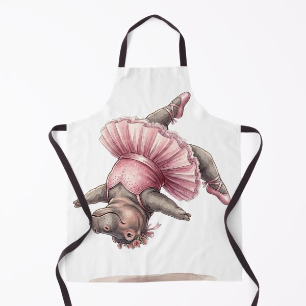 Item preview, Cute Hippo Ballerina Mid Air Flip Acrobatic Watercolor Art designed and sold by DH-ArtLab.