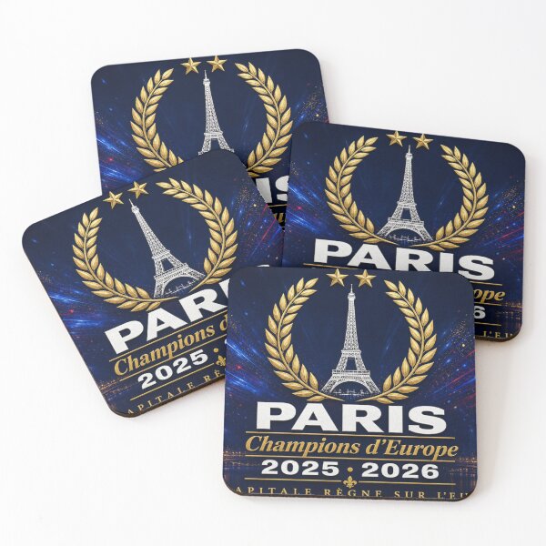 Item preview, Paris Champions of Europe 2025 2026 Eiffel Tower Night Two Gold Stars designed and sold by BrickByDream.