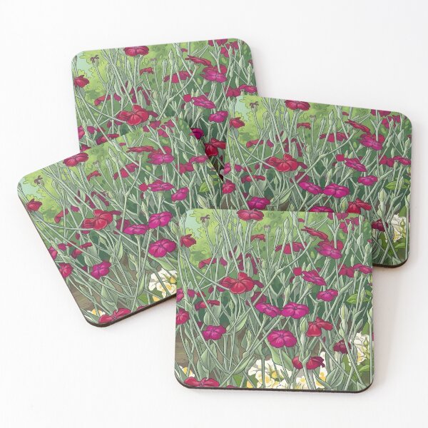 Item preview, Whimsical Fuchsia Garden Illustration – Floral Art Print designed and sold by AirCrayons27.