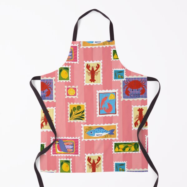 Item preview, lobster sardine lemon seafood stamps collage stripe designed and sold by Gossip Rag.