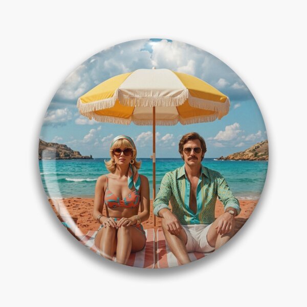 Item preview, 1970s Retro Beach Couple Portrait designed and sold by marianka91.