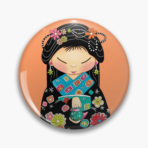 Item preview, Little Green Teapot Kawaii Geisha Girl Tea Ceremony designed and sold by Karin Taylor.