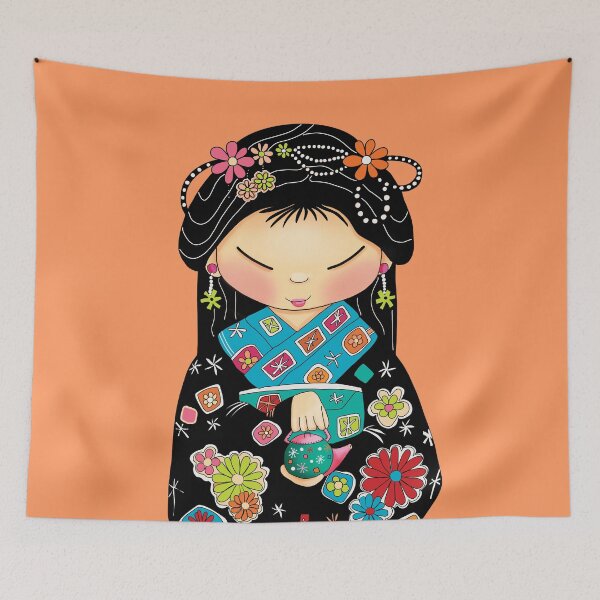 Item preview, Little Green Teapot Kawaii Geisha Girl Tea Ceremony designed and sold by Karin Taylor.