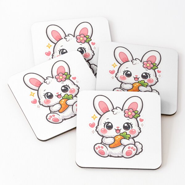 Item preview, Cute Kawaii Bunny with Carrot Sticker designed and sold by Sepia soul.