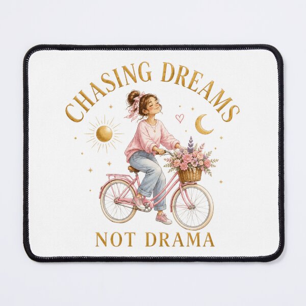 Item preview, Chasing Dreams, Not Drama | Gold Aesthetic Bicycle Girl Illustration designed and sold by Ioanna-Studio.