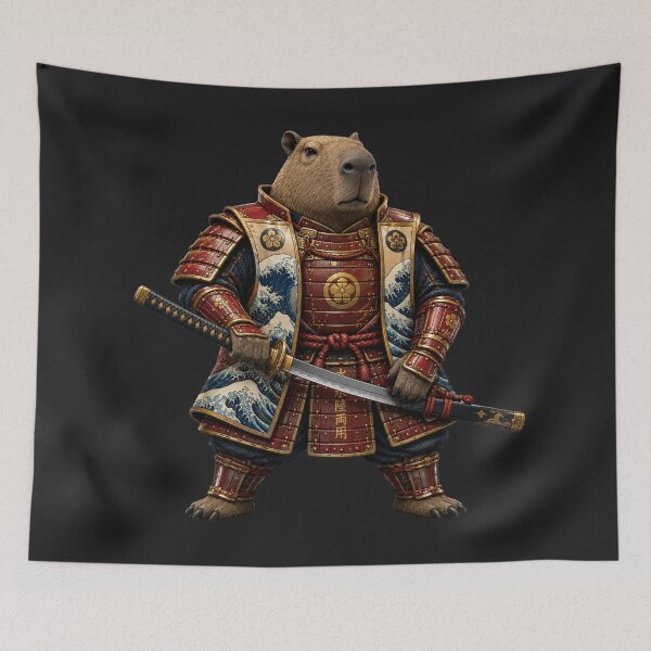 Item preview, Noble Samurai Capybara Ukiyo-e Warrior designed and sold by MarVan-Prints.