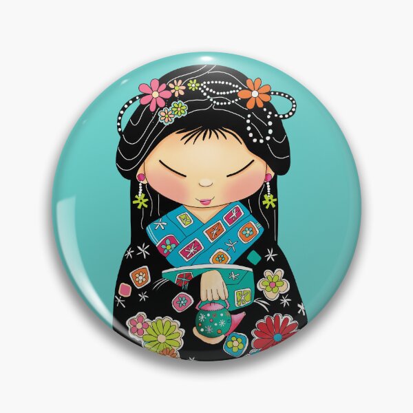 Item preview, Little Green Teapot Kawaii Geisha Girl Tea Ceremony designed and sold by Karin Taylor.