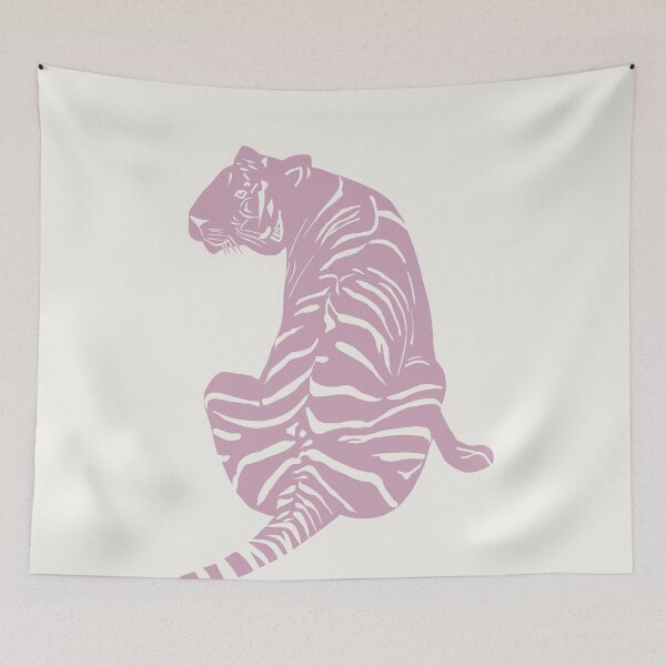 Item preview, Minimal Monochrome Tiger Line Art Scandinavian Style Animal Illustration Dusty Pink designed and sold by Nasdigitalart.