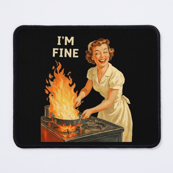 Item preview, Retro Housewife I'm Fine Sarcastic Kitchen Fire Humorous designed and sold by rediscoveredapp.
