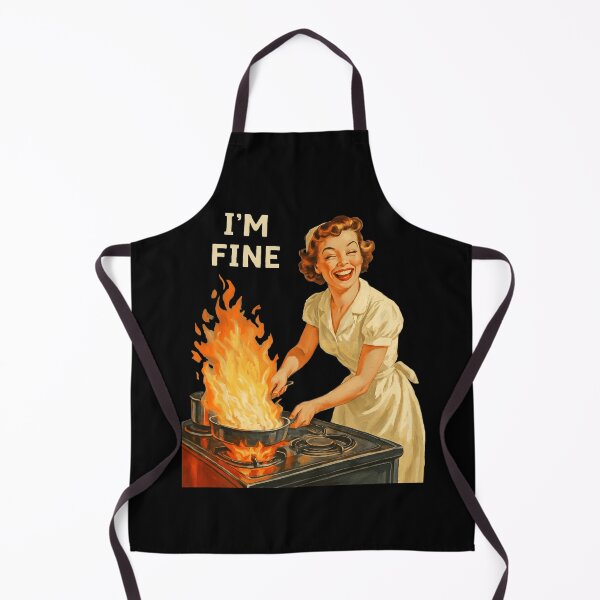 Item preview, Retro Housewife I'm Fine Sarcastic Kitchen Fire Humorous designed and sold by rediscoveredapp.