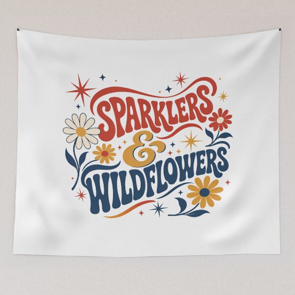 Item preview, Retro Sparklers And Wildflowers Groovy Boho Fourth Of July designed and sold by chattsuede.