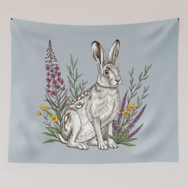 Item preview, Vintage Snowshoe Hare Botanical Wildlife Art designed and sold by BirdsnStuff.