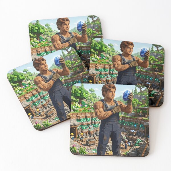 Item preview, THE VOXELES MINER TRIUMPHANT WITH BLUE GEM designed and sold by Curiosiart.