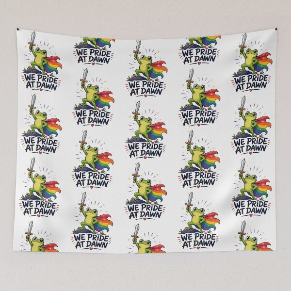 Item preview, We Pride At Dawn Frog Rainbow Cape Sword Warrior designed and sold by StuckOnTees.