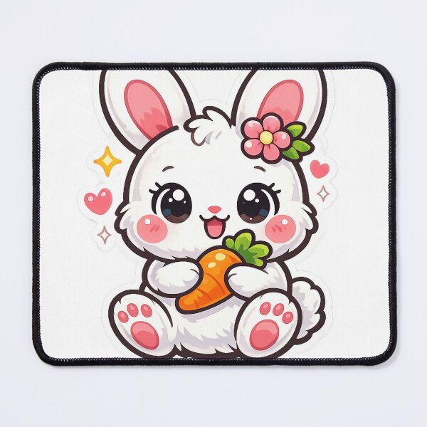 Item preview, Cute Kawaii Bunny with Carrot Sticker designed and sold by Sepia soul.