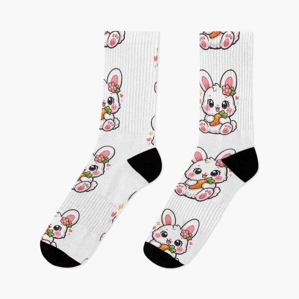 Item preview, Cute Kawaii Bunny with Carrot Sticker designed and sold by Sepia soul.