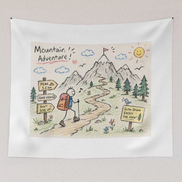 Item preview, Funny Hand-Drawn Mountain Trail Doodle designed and sold by konkapo00.