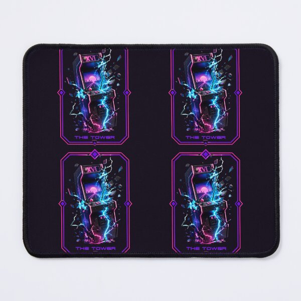 Item preview, Synthwave Arcade Tower Tarot Card Sticker designed and sold by MarVan-Prints.