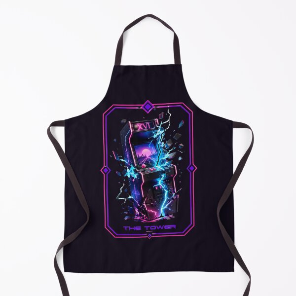 Item preview, Synthwave Arcade Tower Tarot Card Sticker designed and sold by MarVan-Prints.