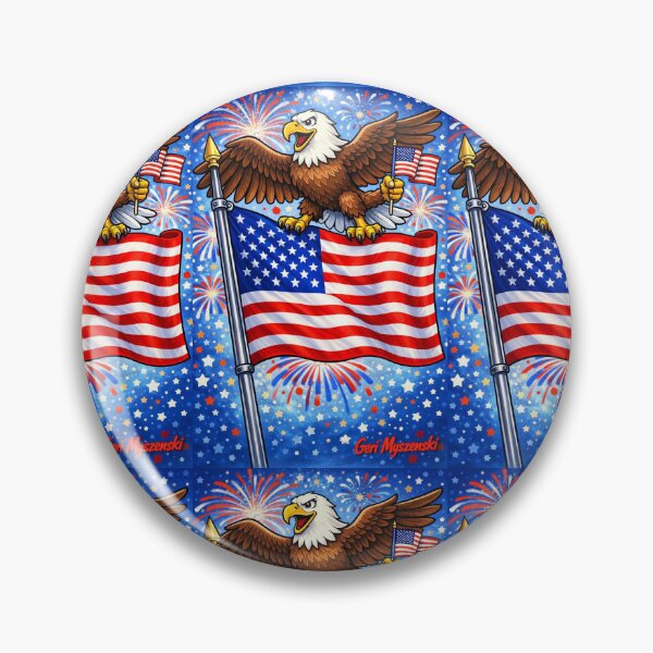 Item preview, Bald Eagle Over American Flag – Patriotic Fireworks  designed and sold by The Art Queen Of Michigan .