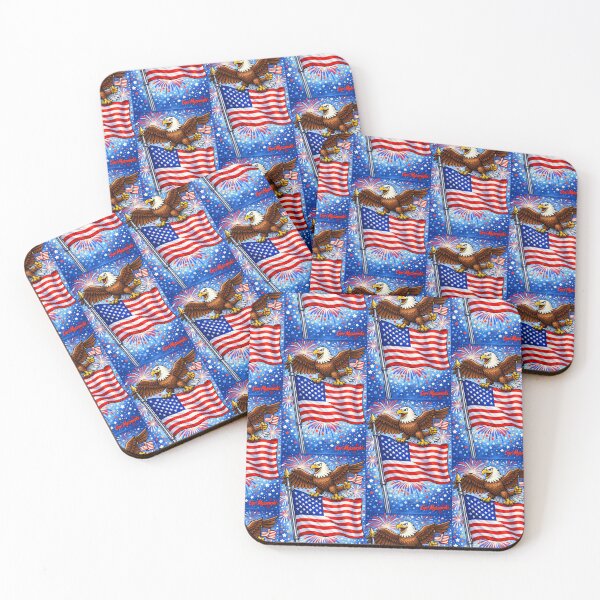 Item preview, Bald Eagle Over American Flag – Patriotic Fireworks  designed and sold by The Art Queen Of Michigan .