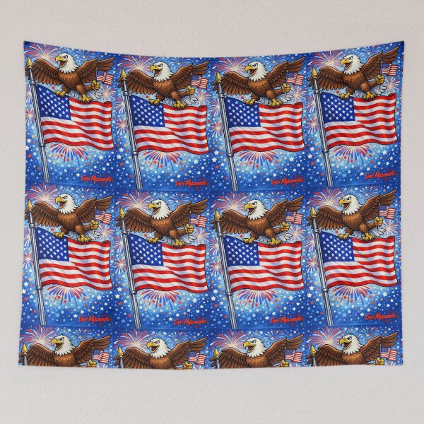 Item preview, Bald Eagle Over American Flag – Patriotic Fireworks  designed and sold by The Art Queen Of Michigan .